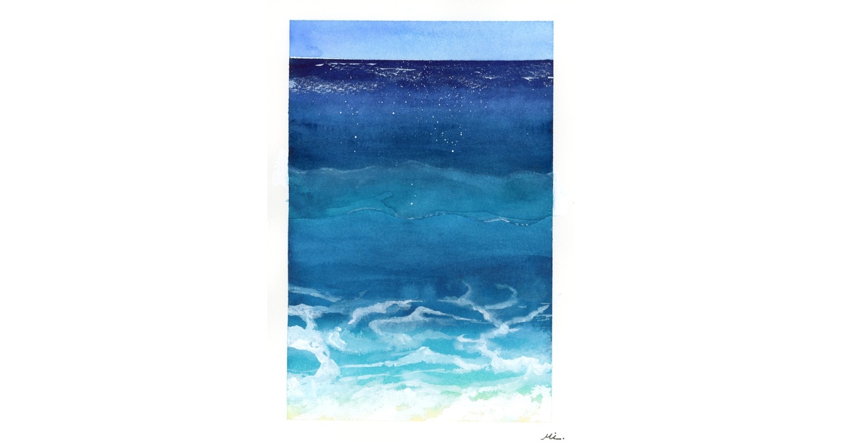 水彩画 海の風景 A4サイズ - メルカリ