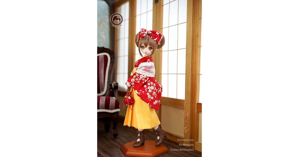 MSD、MDD大正ロマン和風卒業式メイド服袴9点セット☆蘇芳 - 喵