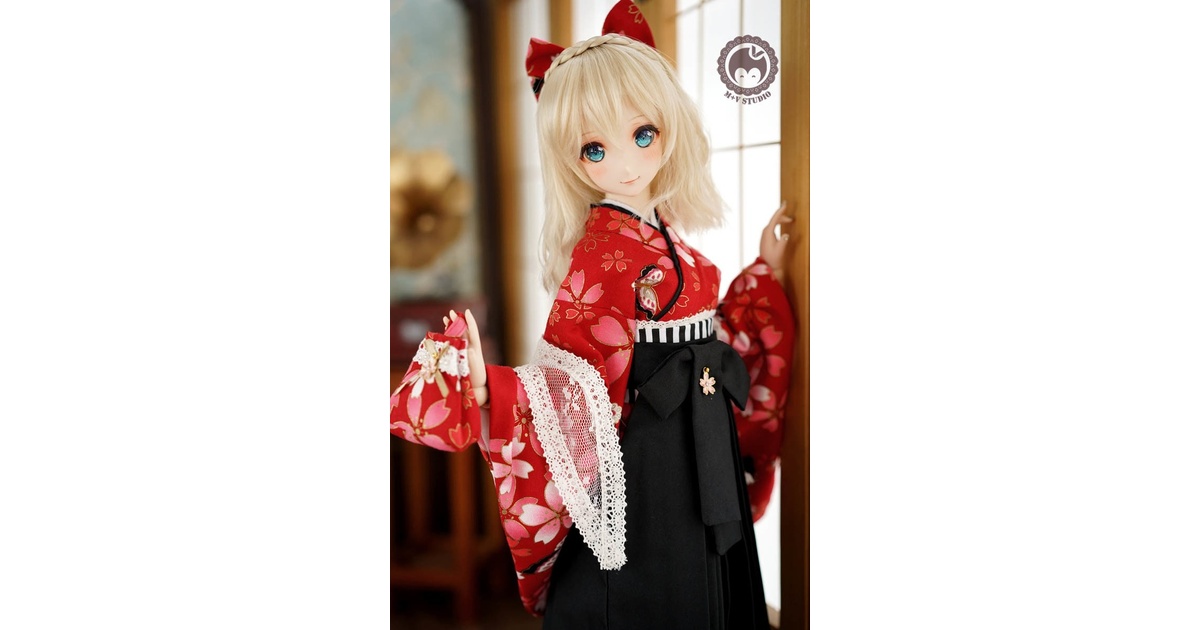 大正ロマン和風卒業式メイド服袴9点セット☆赤緋SD13、SDGr