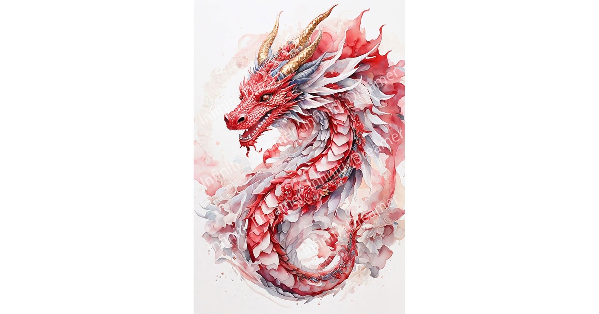 龍神様　赤龍　原画　A6サイズ　彩の国 龍神様 赤龍 原画 A6サイズ 彩の国