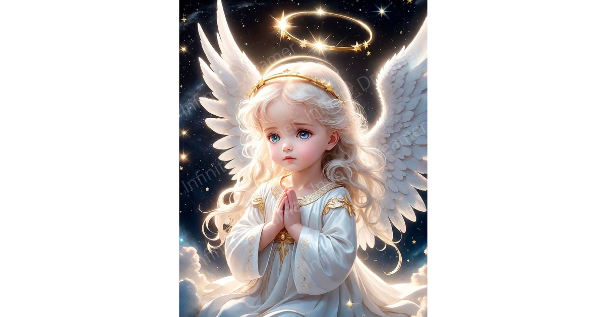 祈る 女の子 天使 のイラストアート（デジタルコンテンツ ダウンロード