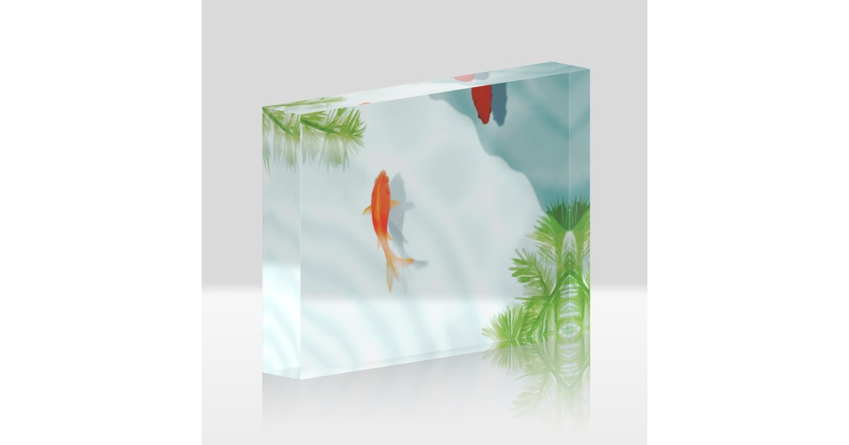 アクリルブロック　泳ぐ金魚 受注制作】 アクリルブロック 泳ぐ金魚1 その他雑貨 Hoko-an