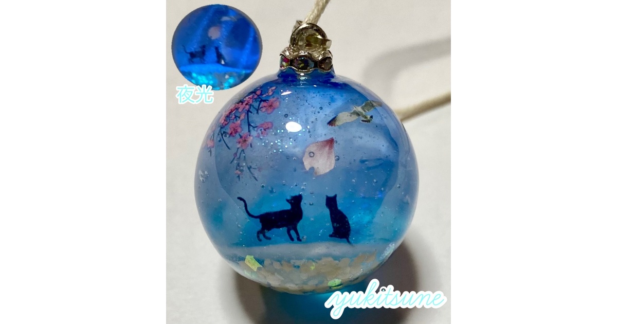 No.143】ハンドメイド 波打ち際 海 猫 レジン アクセサリー ネックレス