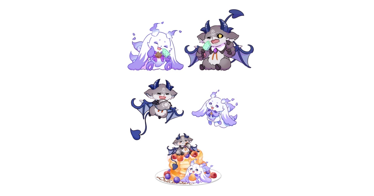 でびるんるんステッカー5枚セット - トロとみかん - BOOTH