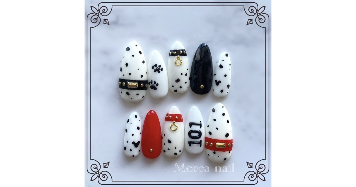 041】101匹わんちゃん ダルメシアン ネイルチップ|チップ形変更OK