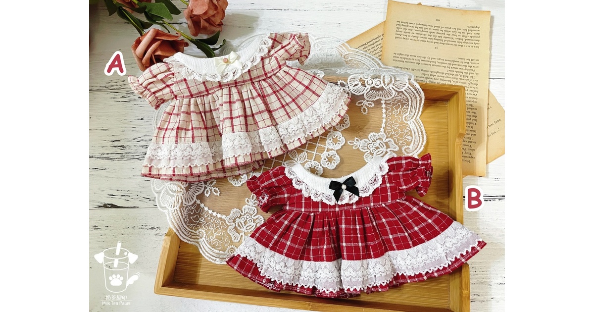 魅力の 20cmぬいぐるみ・ぬい服】Little Fairy Tale・チェック柄 ワンピース