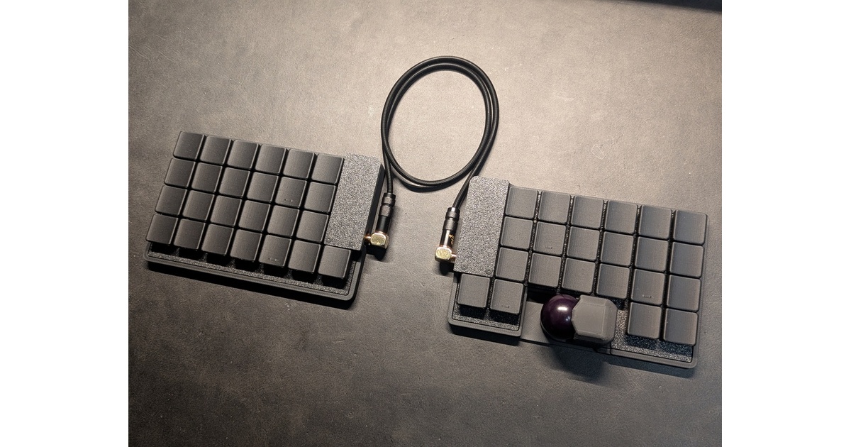 自作キーボード　トラックボール　左右分割　親指ロープロファイル　テンティング 次に来るモノ】トラックボールやジョイスティックが合体する