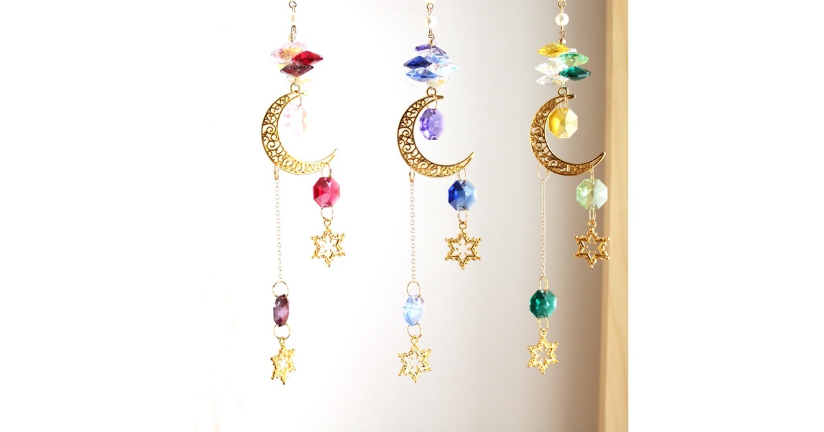 三日月と星のサンキャッチャー（全3色）Swarovski crystal使用