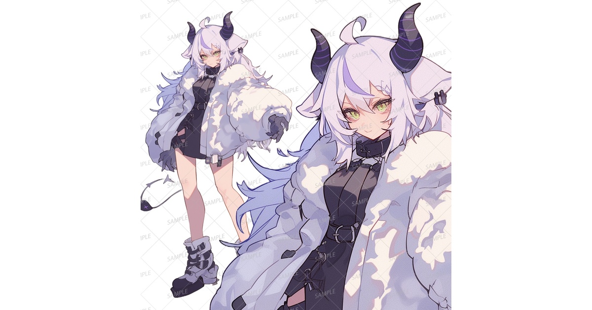 獣人】角の生えた薄紫色の髪の少女_立ち絵 - きゃら館 - BOOTH