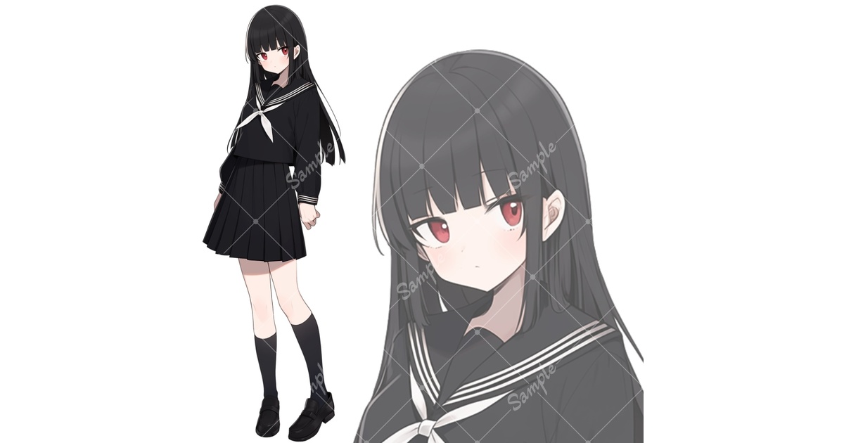 ツヅキエイミ　鉛筆画 女の子 セーラー服 サイン入り ツヅキエイミ 鉛筆画 女の子 セーラー服 サイン入り アニメ風キャラ