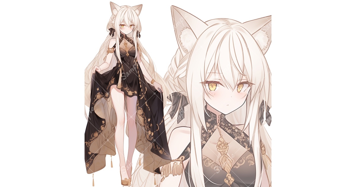 全身立ち絵素材132 ドレス 猫耳 女の子 - tachie - BOOTH