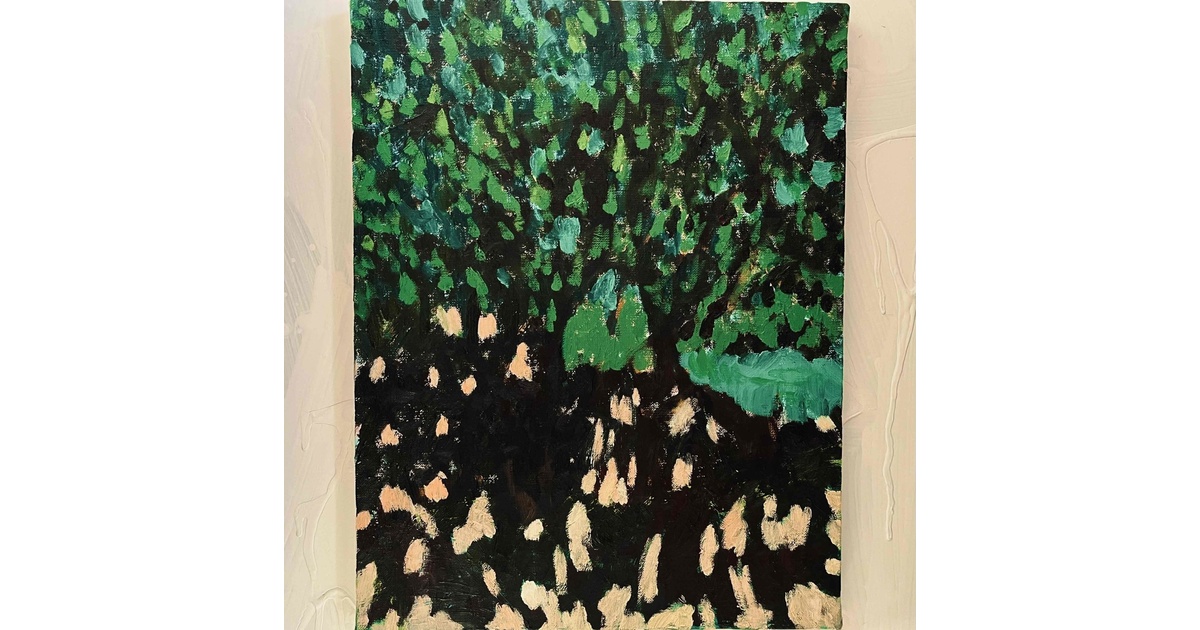 油彩画 原画「公園の木」アート 絵画 32×41㎝ F6 キャンバス - かいが