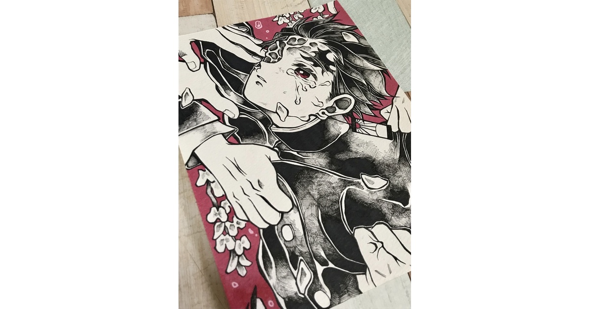 手描き原画　鬼滅の刃　炭治郎 竈門炭治郎2枚組(鬼滅の刃)スケッチブックイラスト - 百鬼夜行 - BOOTH