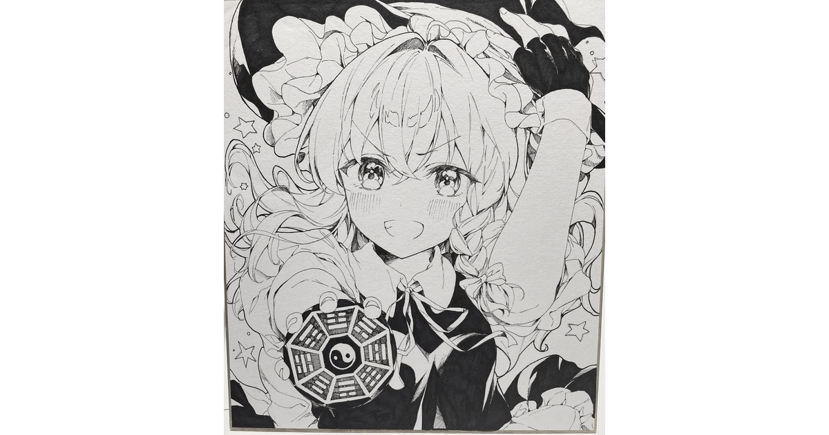 霧雨魔理沙🌟白黒手描き色紙 - onsen utopia🌟 - BOOTH