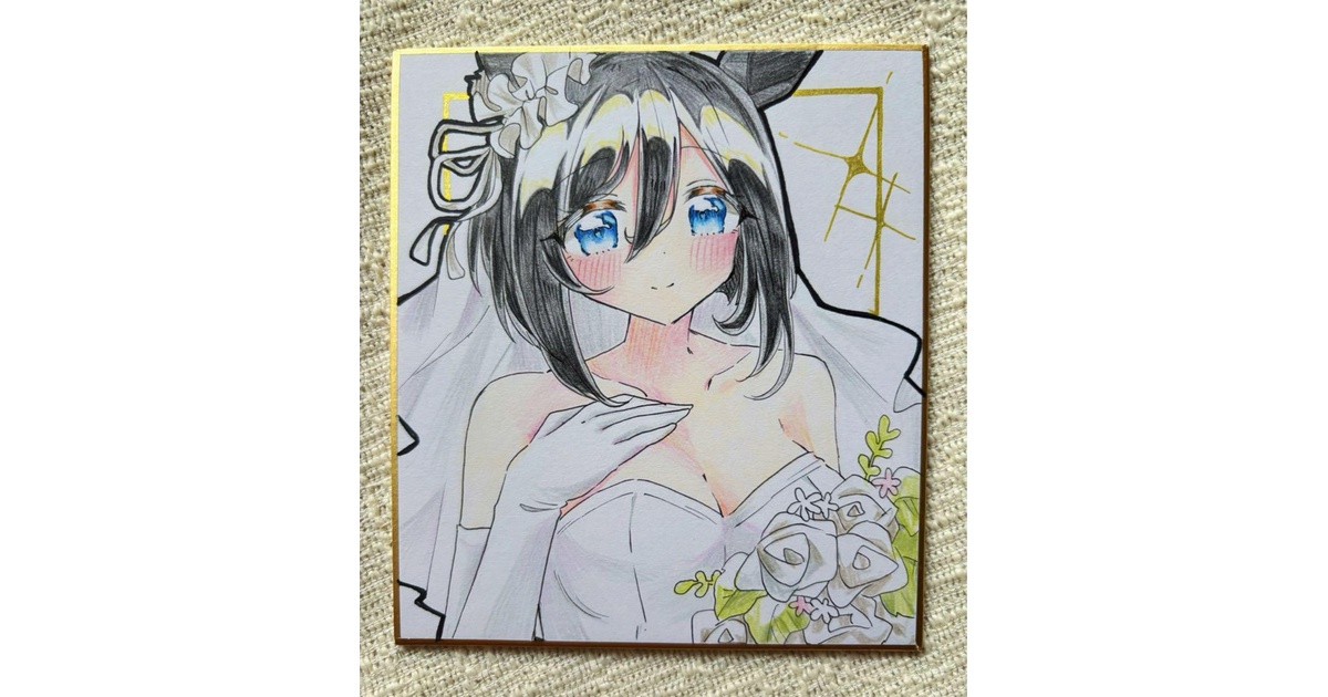 ウマ娘 手描きイラスト エイシンフラッシュ ウマ娘 エイシンフラッシュ 手描きイラスト色紙 中サイズ - りゅ