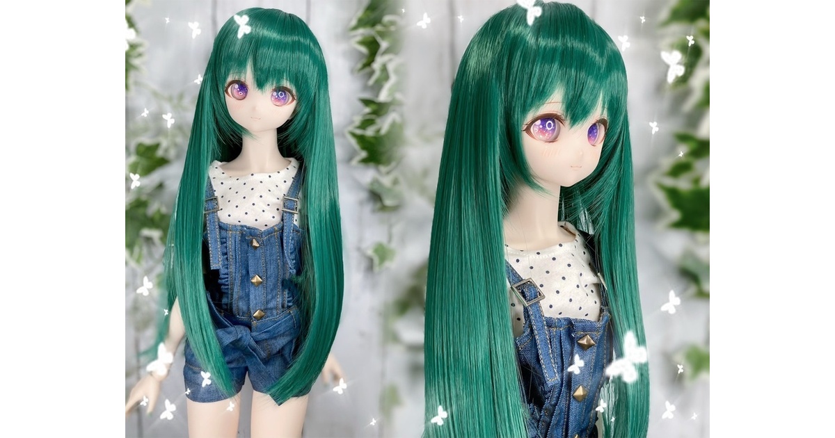 超人気高品質 ドールウィッグ*ロングヘアー*フォレストグリーン*9～9.5インチ ヘアエクステンション・かつら・アクセサリ
