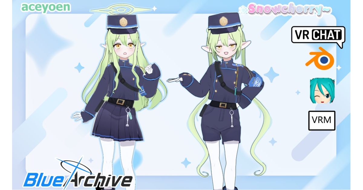 ブルーアーカイ - シュポガキ - 橘ノゾミ 橘ヒカリ 3Dモデル