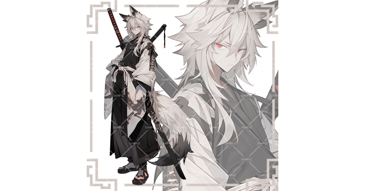 No.68》立ち絵素材_和服男子_ケモ耳_刀 - - Mimi Minette - 素材屋 - BOOTH