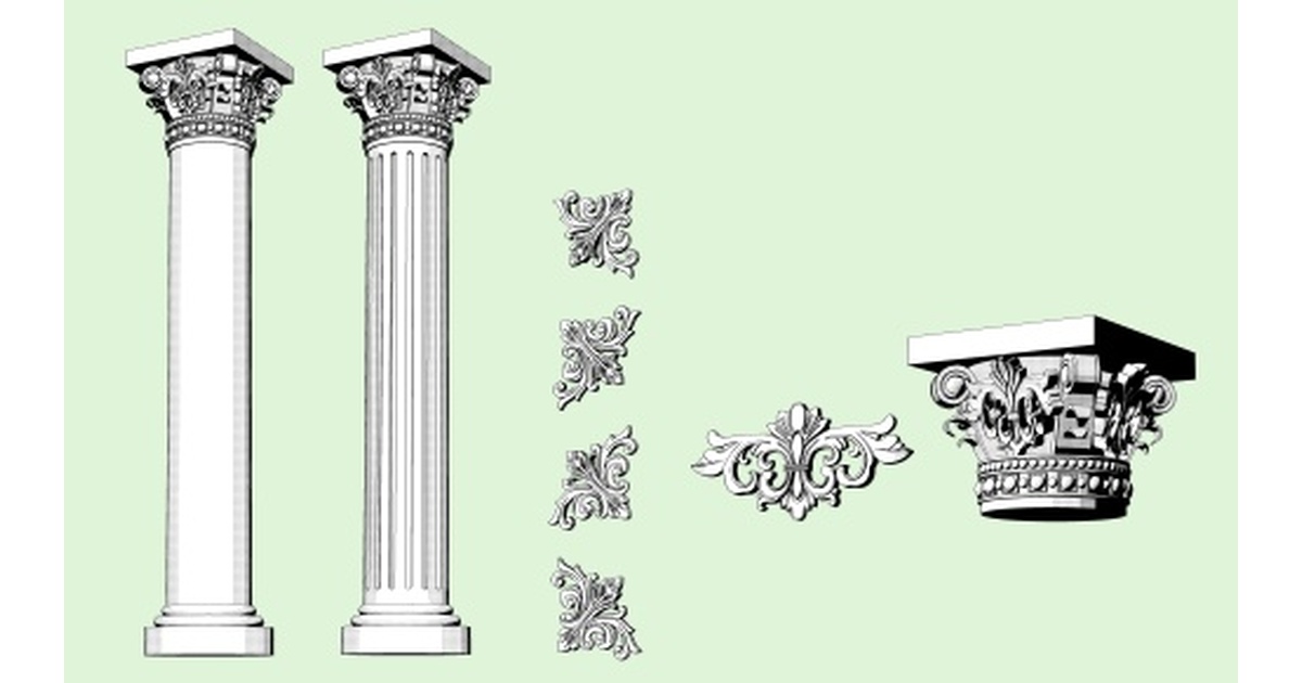 古典的な柱のデザイン版画3点セット 古典的な柱のデザイン