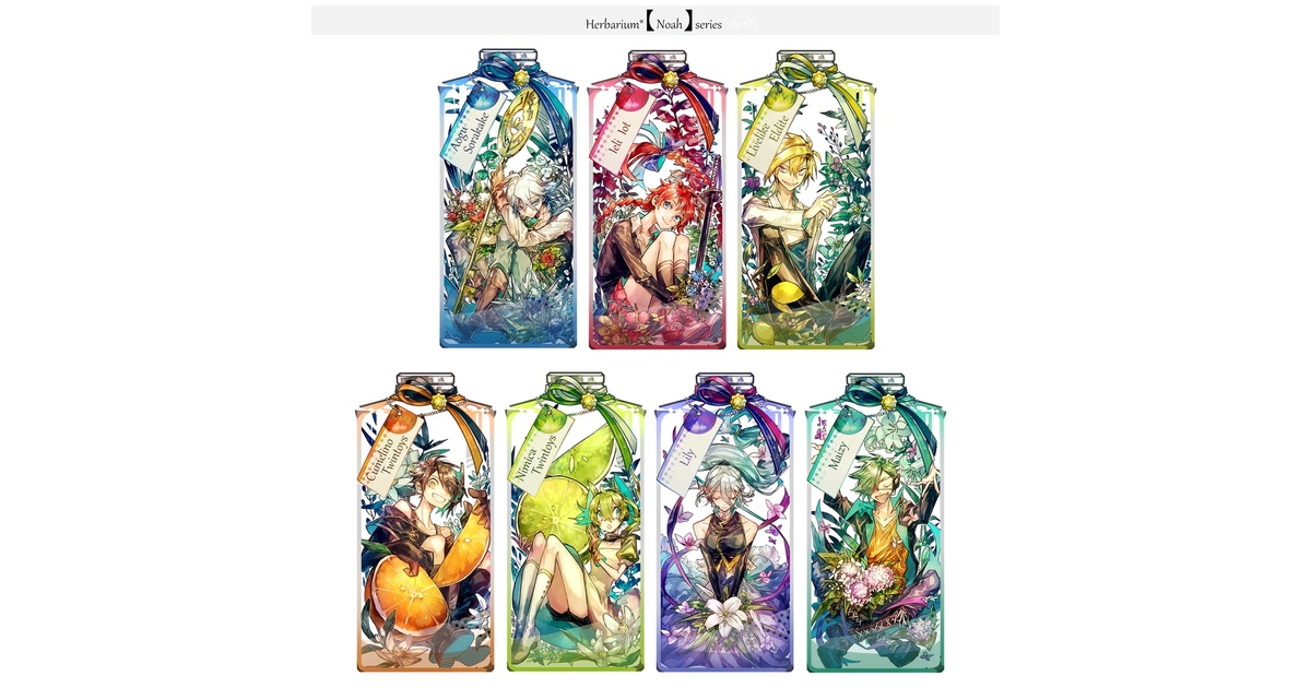 暮宙シュン ハーバリウム風ドミノストラップ＋創作イラスト集セット