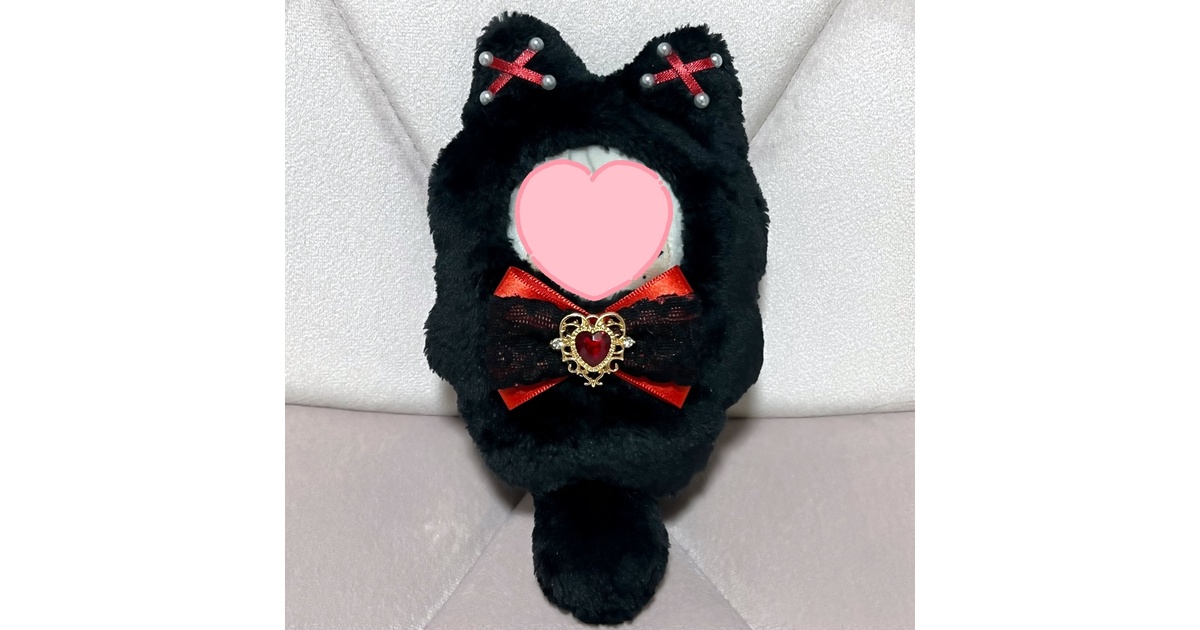 ねこ耳ぬい着ぐるみ⟡にじぱぺっと専用⟡黒×赤⟡ぬい服 - くさびのお
