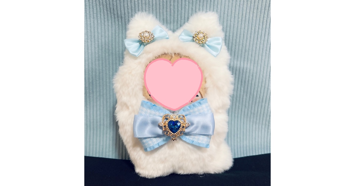ねこ耳ぬい着ぐるみ⟡にじぱぺっと専用⟡白×水色⟡ぬい服
