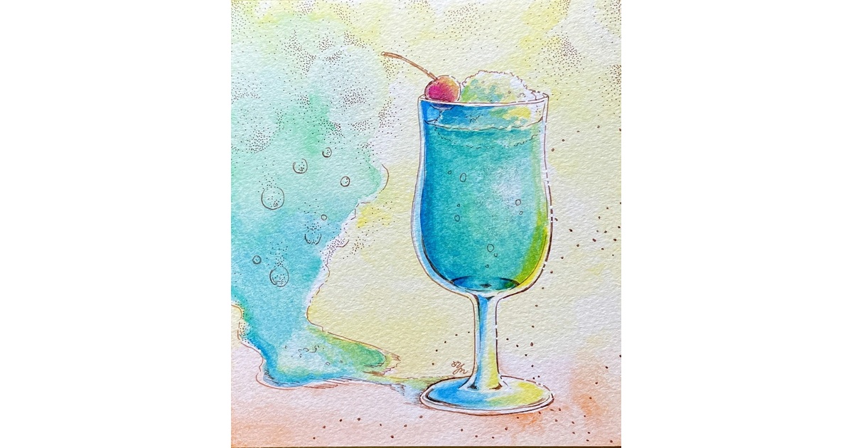 メロンソーダ　油彩画　肉質画 160276b9f109672bd3847c1352b6e0