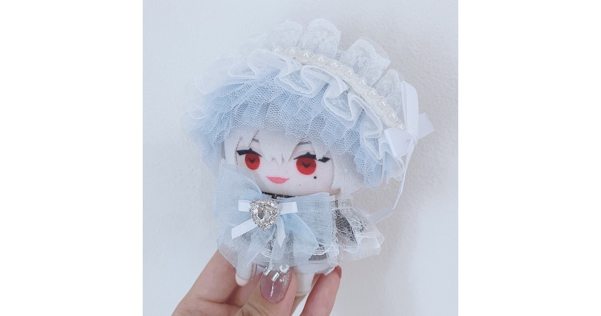 ぬい服 ねこみみアイドルミニドレス　みずいろ 水色リボン】にじぱぺっと ぬい帽子 ぬい服 ネコ耳 ヘッドドレス