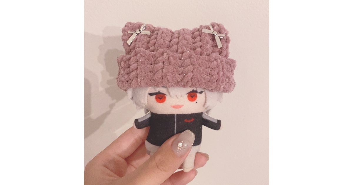 ピンクキラ折り返し】にじぱぺっと ぬい帽子 ぬい服 ネコ耳 ニット帽