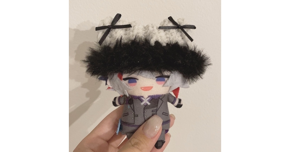 白キラファー】にじぱぺっと ぬい帽子 ぬい服 ネコ耳 ニット帽