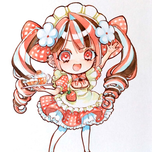 手描きイラスト 水彩原画 ショートヘアの女の子156 野暮ったく