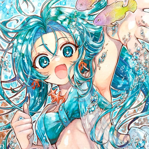 オリジナルイラスト 創作キャラ 原画 イラスト 色紙 メイド服の