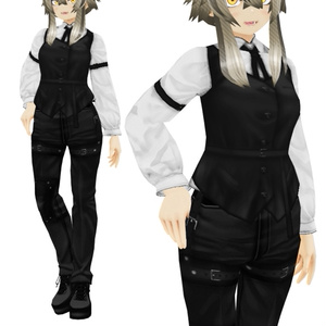 VRoid衣装"バーテンセット"カスタムアイテム＆テクスチャ男女兼用