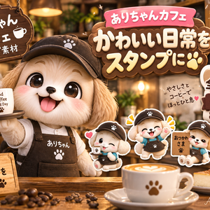 ありちゃんカフェ｜3Dデジタルステッカー48枚セット