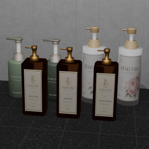 【3Dモデル】シャンプー、トリートメントボトルセット　Bottle Set | Blender