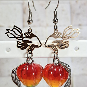 花札&タッセルピアス(イヤリング)(月)【和ゴス】【和装】【着物