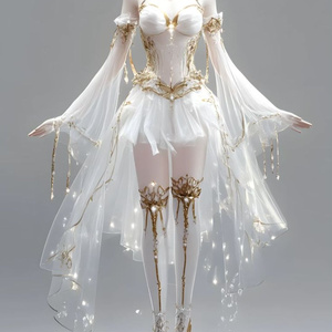 Fancy white and gold dress – FBX For Avart of Unity/Blender/VRChat