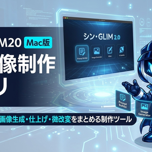 AI画像制作アプリ「シン・GLIM20」Mac版｜プロンプト作成・画像生成・仕上げ・微改変をまとめる制作ツール
