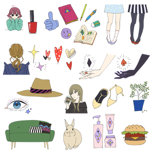 【透過イラスト】落書き風POPガール