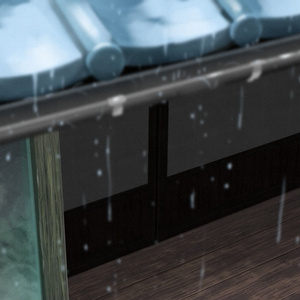 雨が降っている縁側