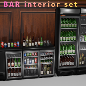 BAR インテリア冷蔵ケース＆ドリンクセット  (Interior fridge set & Drink)