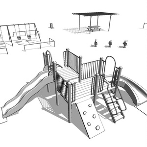 公園遊具セット（漫画背景３D）
