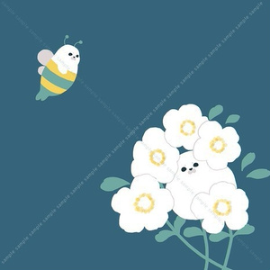 お花とあざらし　ちょっと大きめサイズのミニタオル