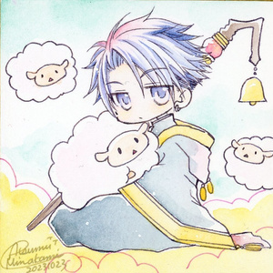 【イラスト原画】ひつじかい【豆色紙】