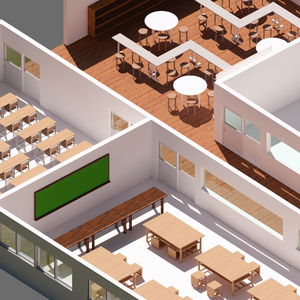学校家具セット｜普通教室・図工室・交流スペース対応（SketchUp）