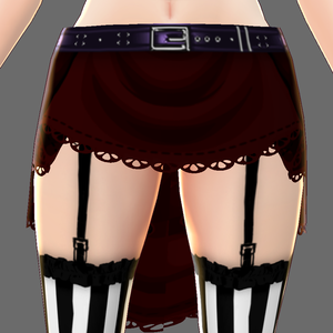 Deep Red High-Low Skirt with Violet Belt