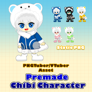 【PNG素材/PNG Asset】配信・VTuber用 ちびキャラ素材  | Premade Chibi Character Design