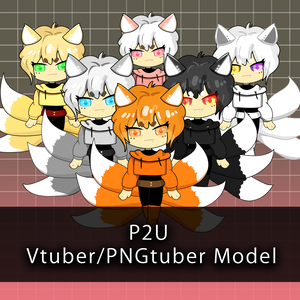 【P2U/Vtuber】P2U Premade Chibi 6-Tails Fox Asset【6 Colors / Full Pack】