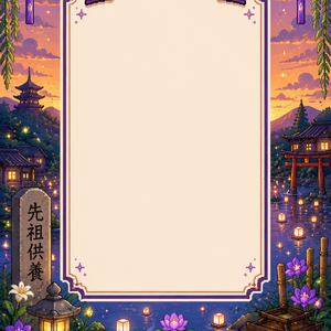 🌕 お盆限定｜ピクセルアート配信素材【9:16】VTuber・配信者向けサムネイルテンプレート