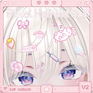 ︎✦︎ボイスギミック付✦︎ Pixel Hairpin Set_V2 〜話すと光るギミック付き〜